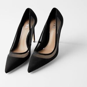 Zara Elegant Black Mesh Heels